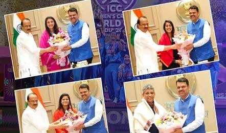 CM फडणवीस ने महिला विश्व कप विजेता खिलाड़ियों का किया सम्मान, दिया करोड़ों का नकद पुरस्कार CM फडणवीस ने महिला विश्व कप विजेता खिलाड़ियों का किया सम्मान, दिया करोड़ों का नकद पुरस्कार