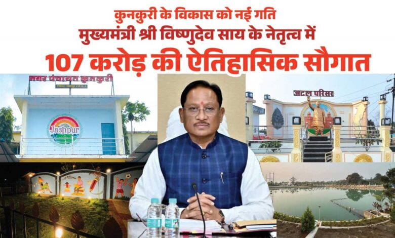 मुख्यमंत्री विष्णुदेव साय ने कुनकुरी नगर को दी 107 करोड़ 32 लाख रुपये की ऐतिहासिक विकास सौगात मुख्यमंत्री विष्णुदेव साय ने कुनकुरी नगर को दी 107 करोड़ 32 लाख रुपये की ऐतिहासिक विकास सौगात