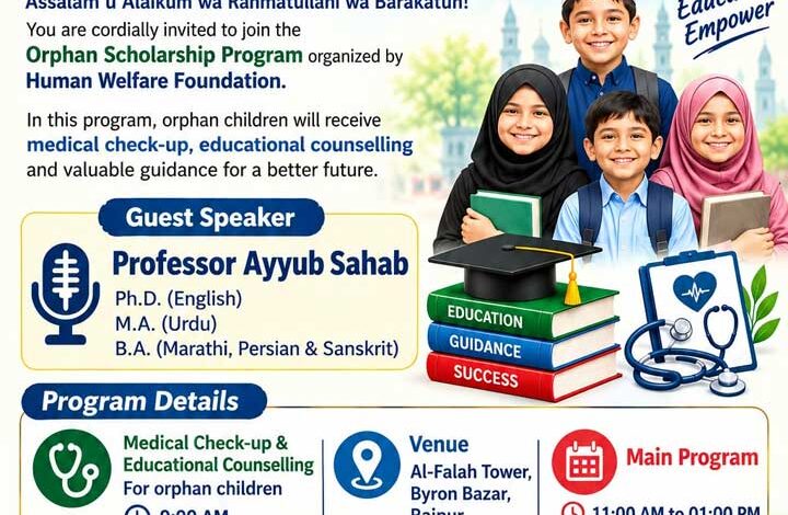 ह्यूमन वेलफेयर फाउंडेशन द्वारा ‘Orphan Scholarship Program’ का आयोजन ह्यूमन वेलफेयर फाउंडेशन द्वारा ‘Orphan Scholarship Program’ का आयोजन